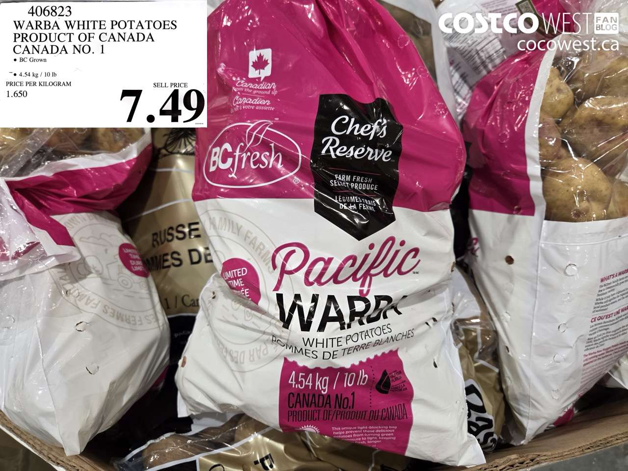 406823 WARBA WHITE POTATOES PRODUCT OF CANADA CANADA NO. 1 $7.49