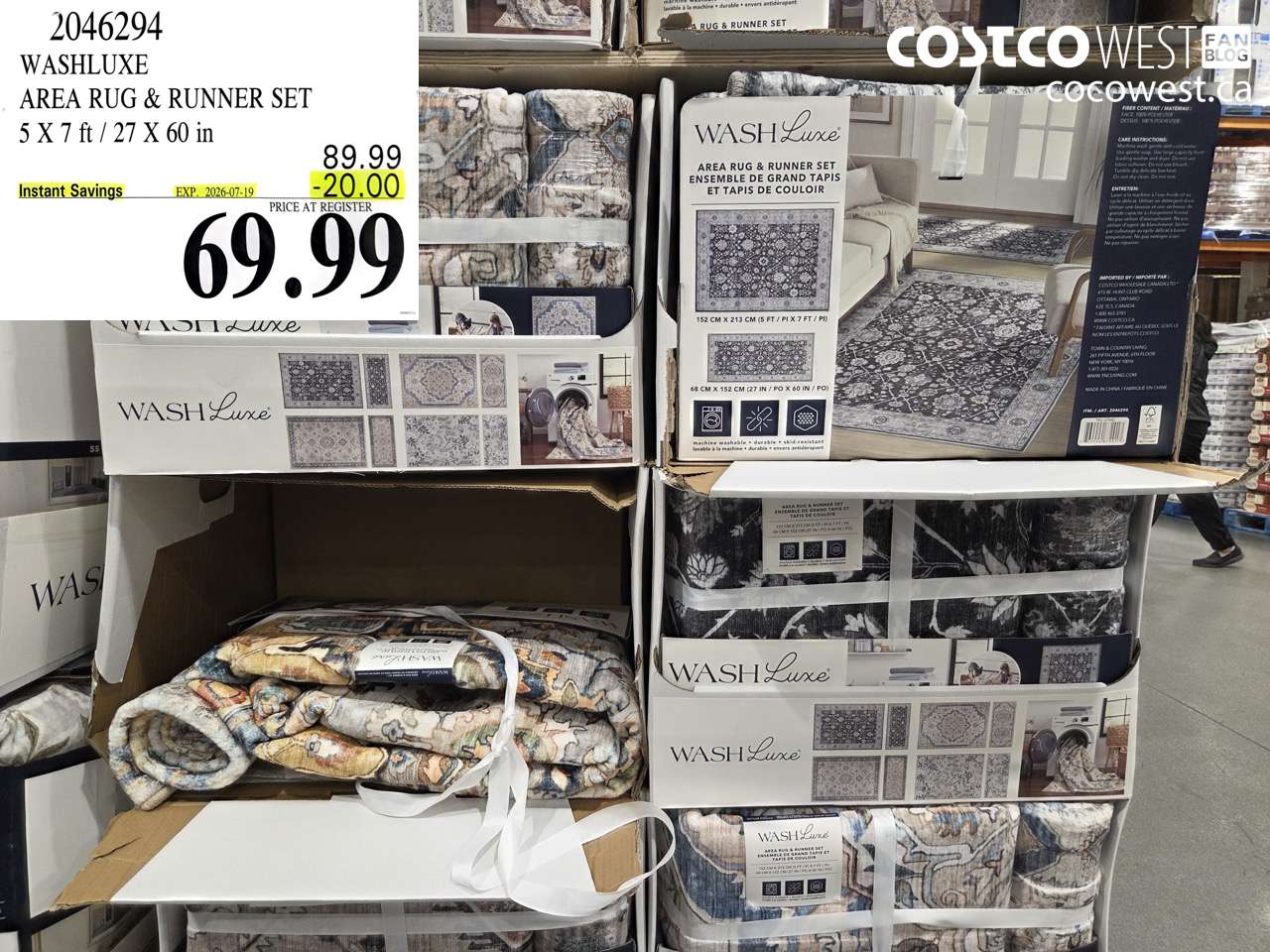 2046294 WASHLUXE AREA RUG & RUNNER SET 5 X 7 FT / 27 X 60 IN ($20.00 INSTANT SAVINGS EXPIRES ON 2026-07-19) $69.99