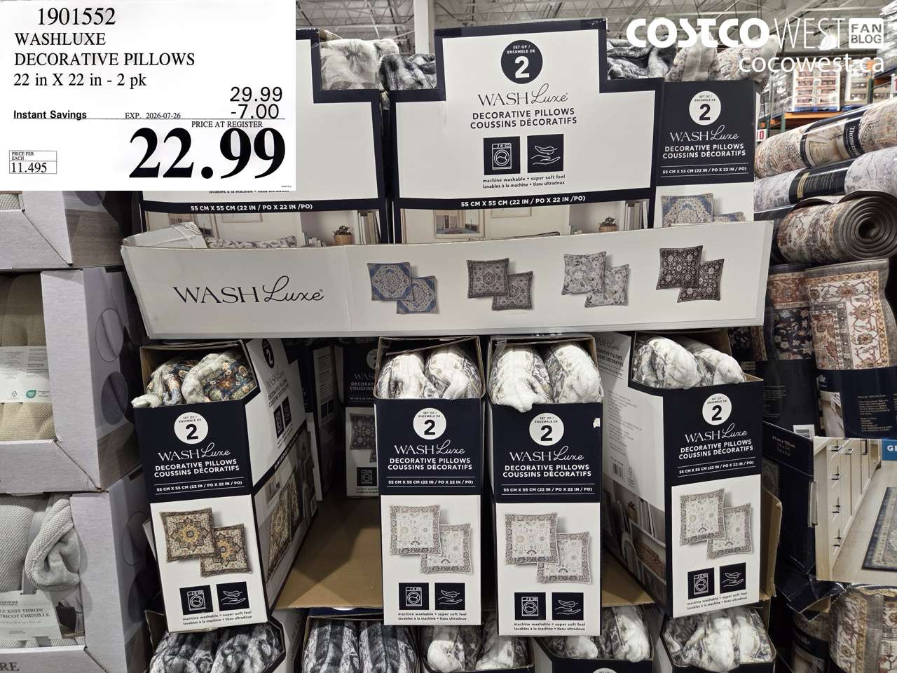 1901552 WASHLUXE DECORATIVE PILLOWS 22 IN X 22 IN - 2 PK ($7.00 INSTANT SAVINGS EXPIRES ON 2026-07-26) $22.99