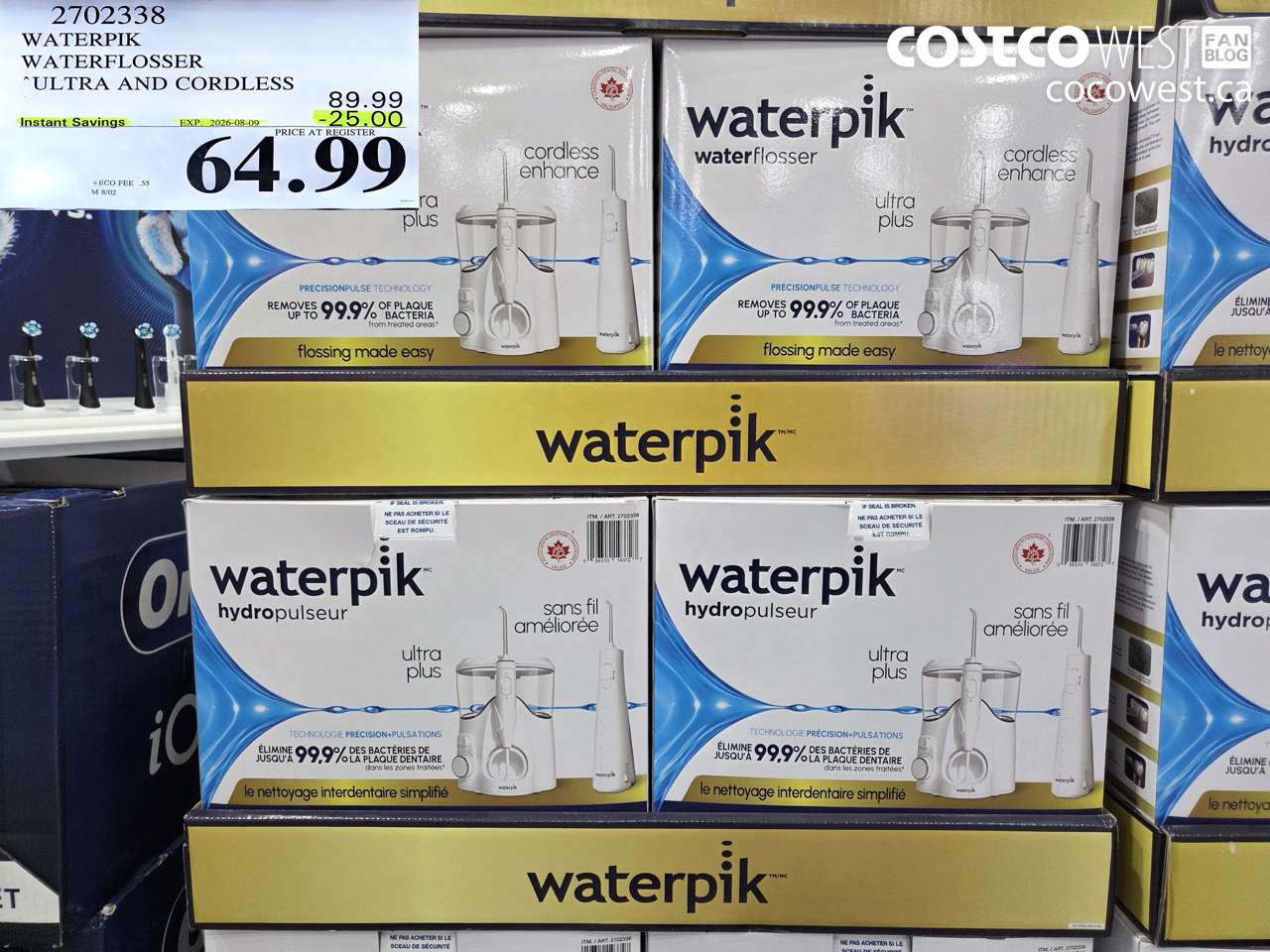 2702338 WATERPIK WATERFLOSSER ULTRA AND CORDLESS ($25.00 INSTANT SAVINGS EXPIRES ON 2026-08-09) $64.99