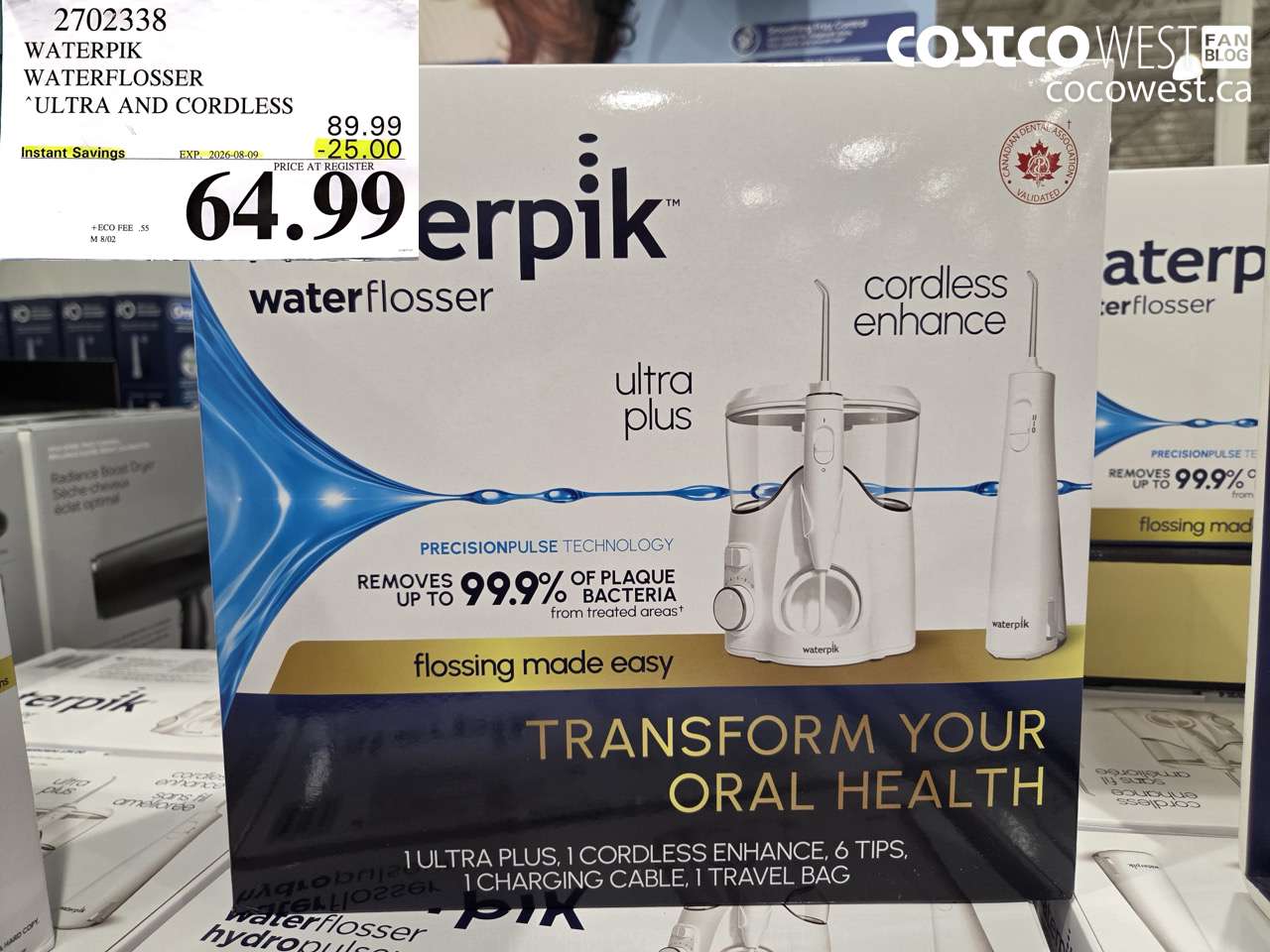 2702338 WATERPIK WATERFLOSSER ULTRA AND CORDLESS ($25.00 INSTANT SAVINGS EXPIRES ON 2026-08-09) $64.99