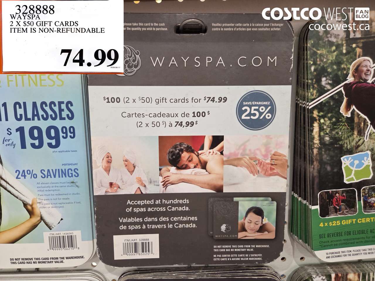 328888 WAYSPA 2 X $50 GIFT CARDS ITEM IS NON-REFUNDABLE $74.99