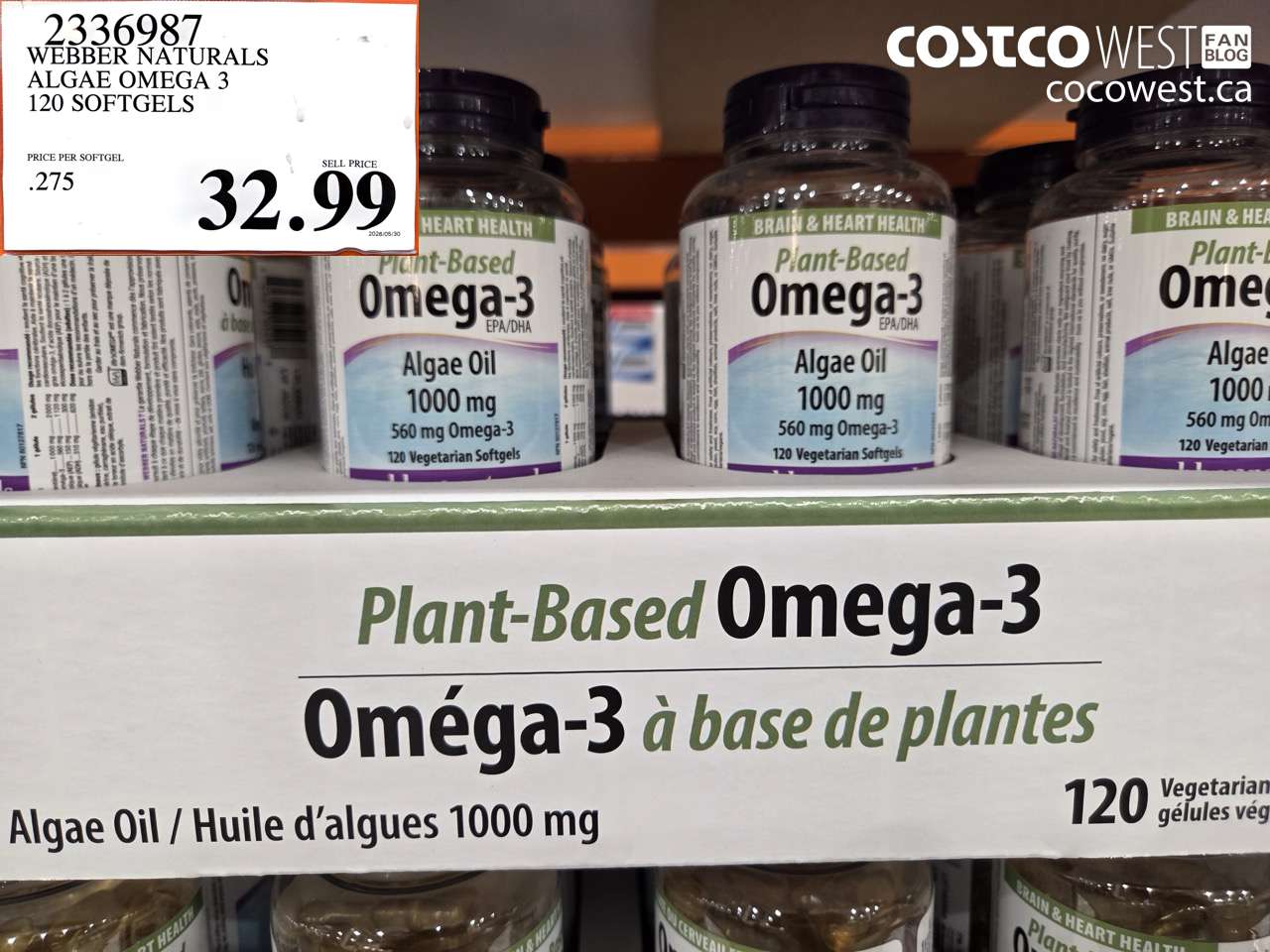 2336987 WEBBER NATURALS ALGAE OMEGA 3 120 SOFTGELS $32.99