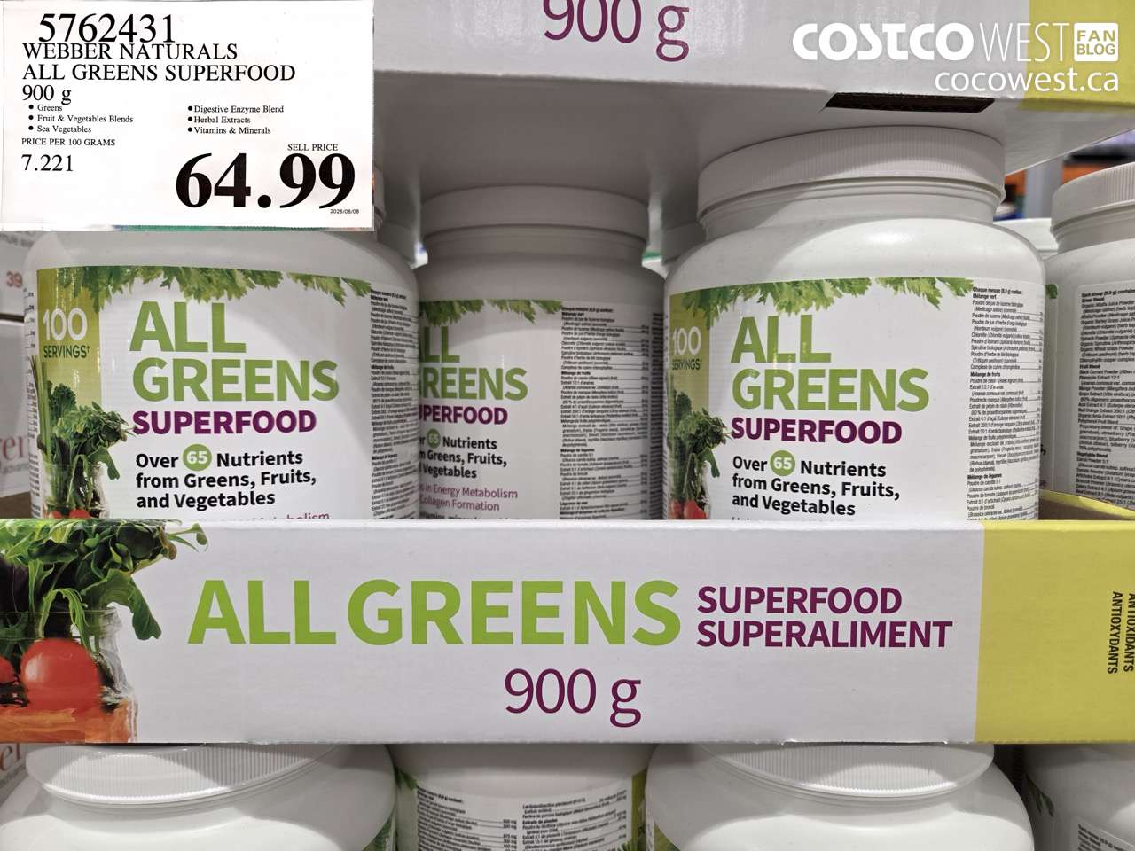 5762431 WEBBER NATURALS ALL GREENS SUPERFOOD 900 G $64.99