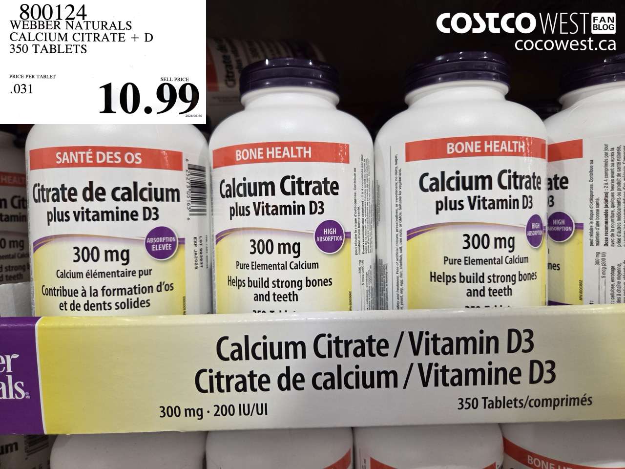 800124 WEBBER NATURALS CALCIUM CITRATE + D 350 TABLETS $10.99
