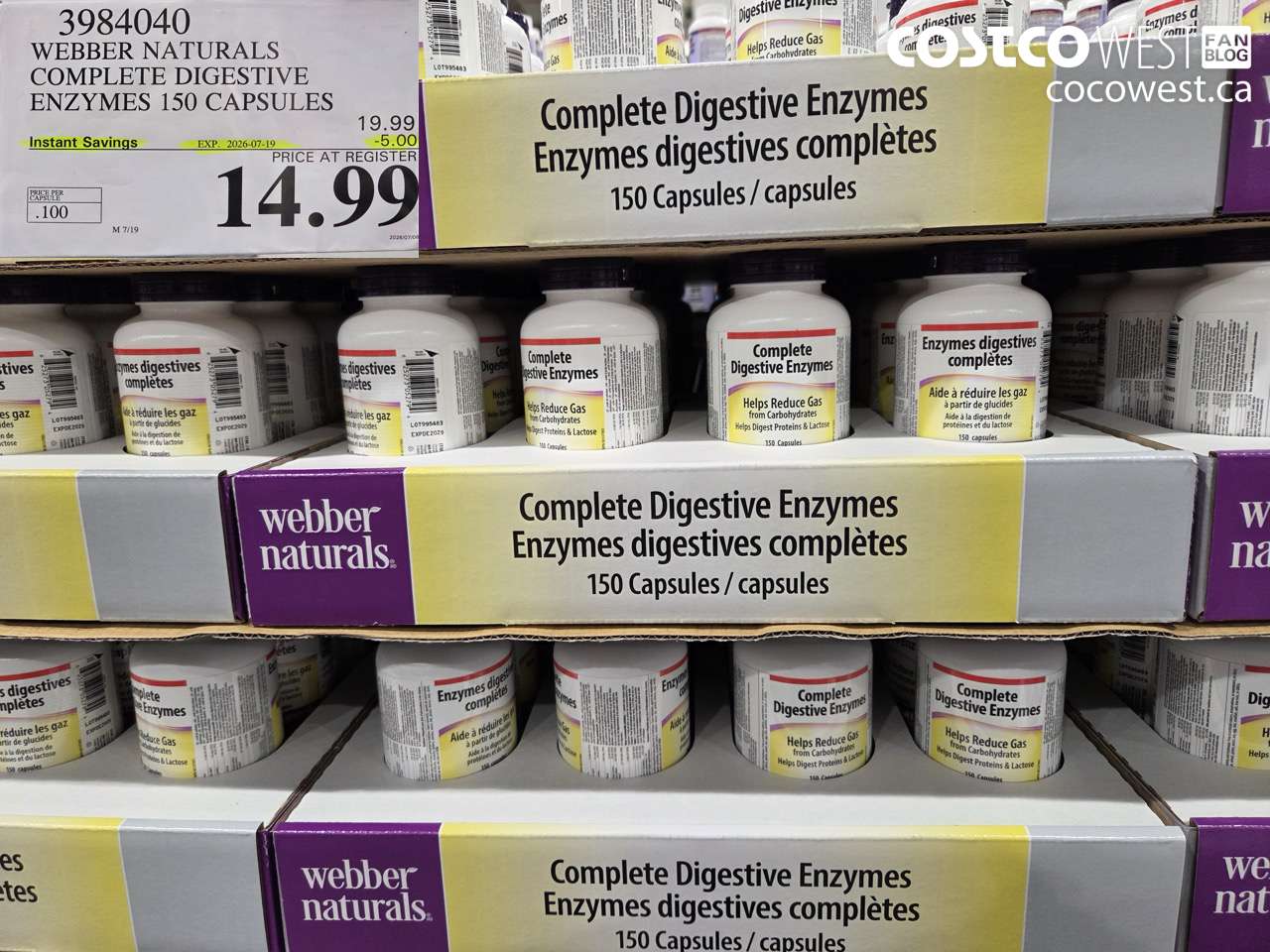 3984040 WEBBER NATURALS COMPLETE DIGESTIVE ENZYMES 150 CAPSULES ($5.00 INSTANT SAVINGS EXPIRES ON 2026-07-19) $14.99