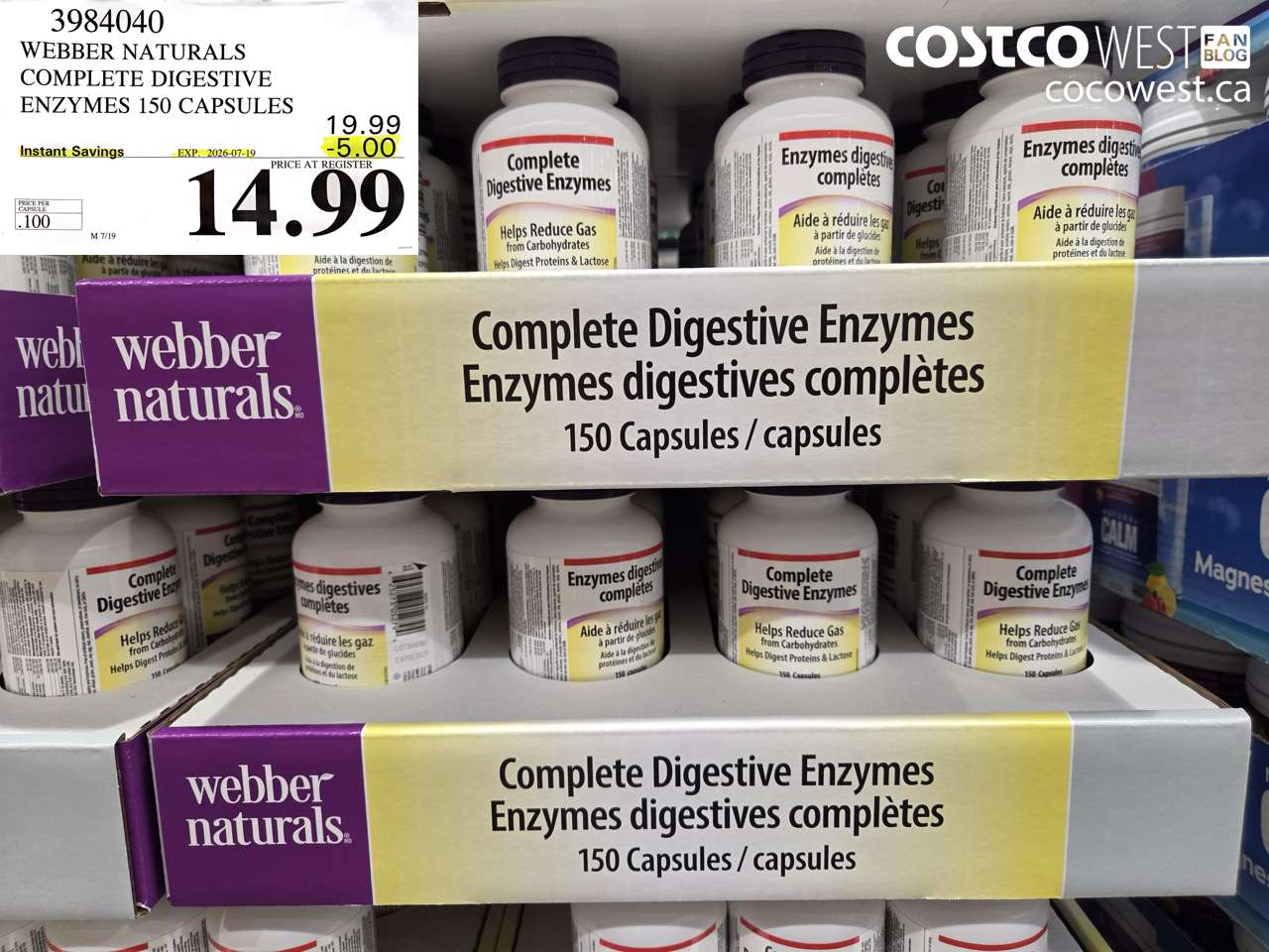 3984040 WEBBER NATURALS COMPLETE DIGESTIVE ENZYMES 150 CAPSULES ($5.00 INSTANT SAVINGS EXPIRES ON 2026-07-19) $14.99