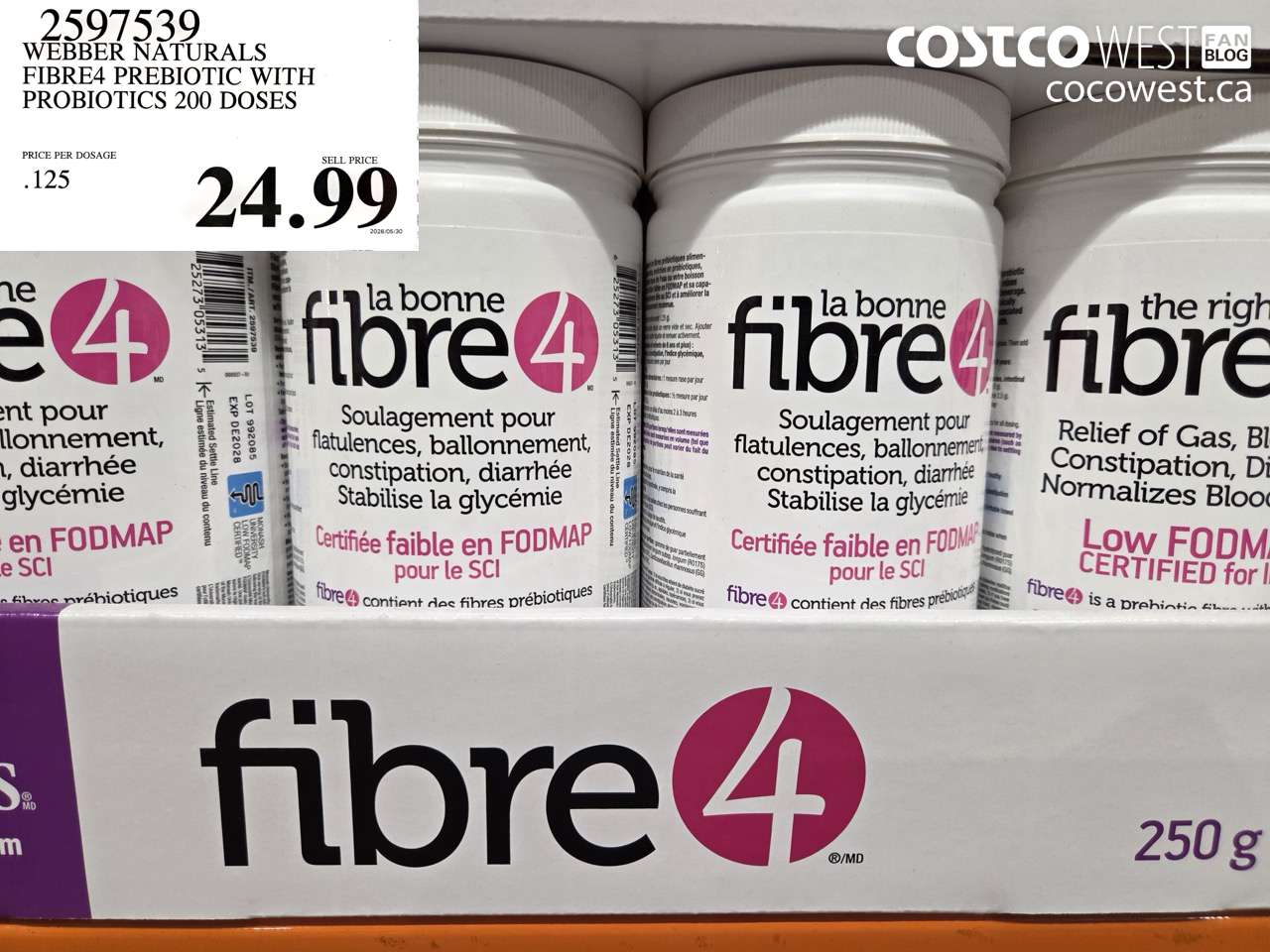 2597539 WEBBER NATURALS FIBRE4 PREBIOTIC WITH PROBIOTICS 200 DOSES $24.99