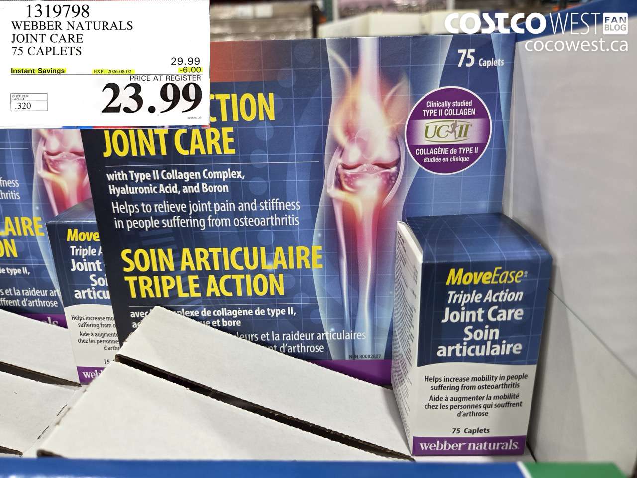 1319798 WEBBER NATURALS JOINT CARE 75 CAPLETS ($6.00 INSTANT SAVINGS EXPIRES ON 2026-08-02) $23.99