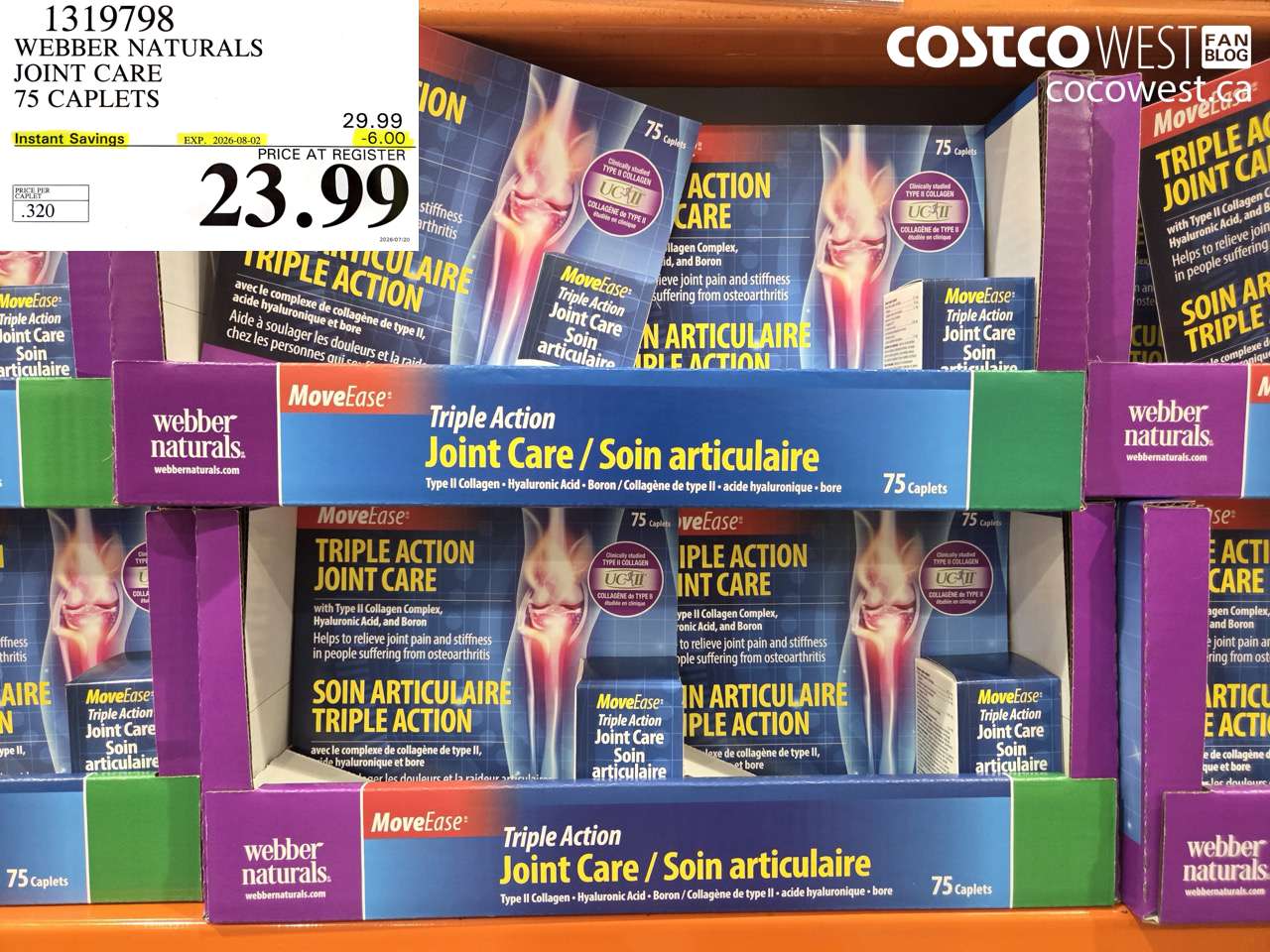 1319798 WEBBER NATURALS JOINT CARE 75 CAPLETS ($6.00 INSTANT SAVINGS EXPIRES ON 2026-08-02) $23.99