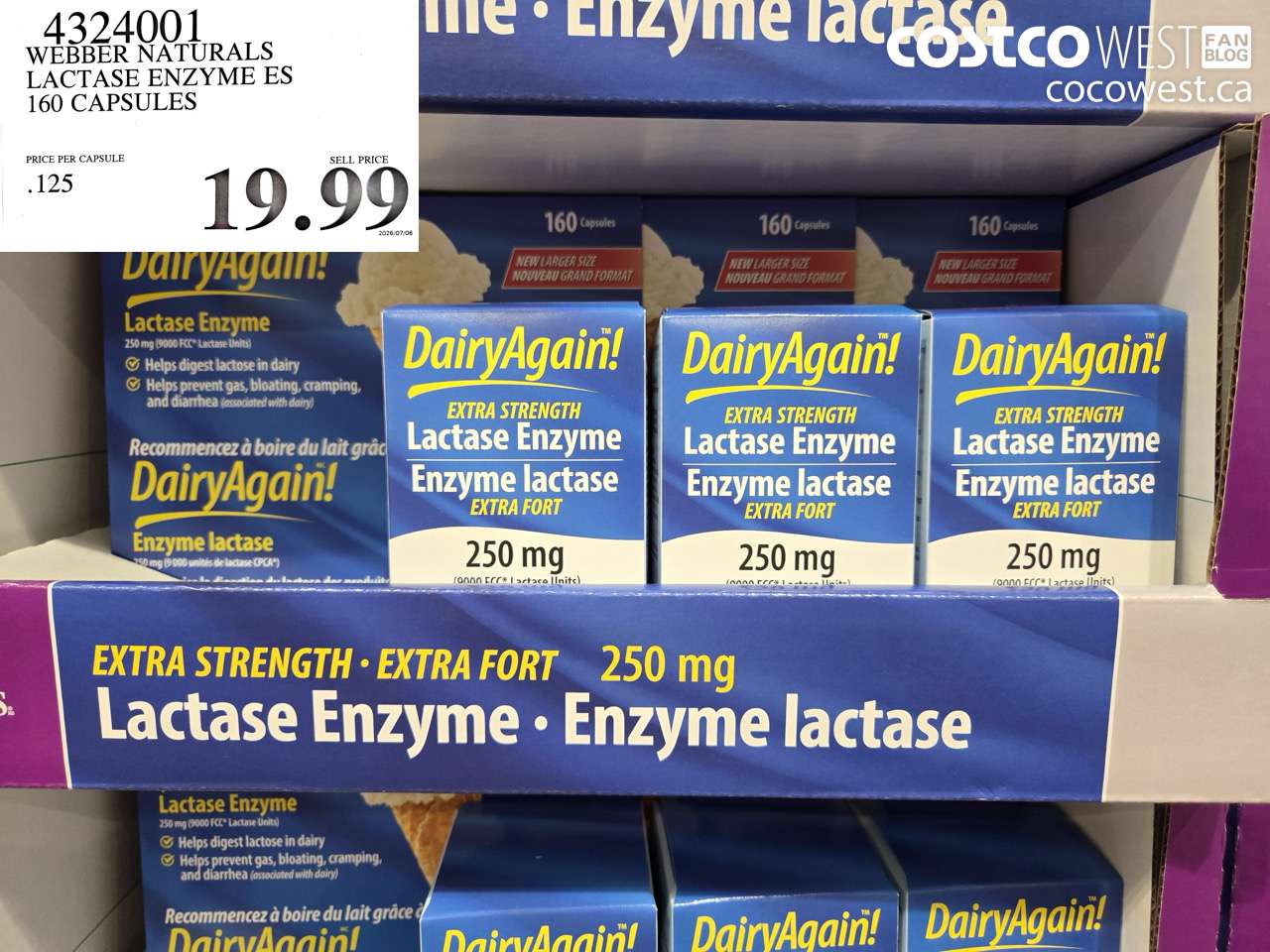 4324001 WEBBER NATURALS LACTASE ENZYME ES 160 CAPSULES $19.99