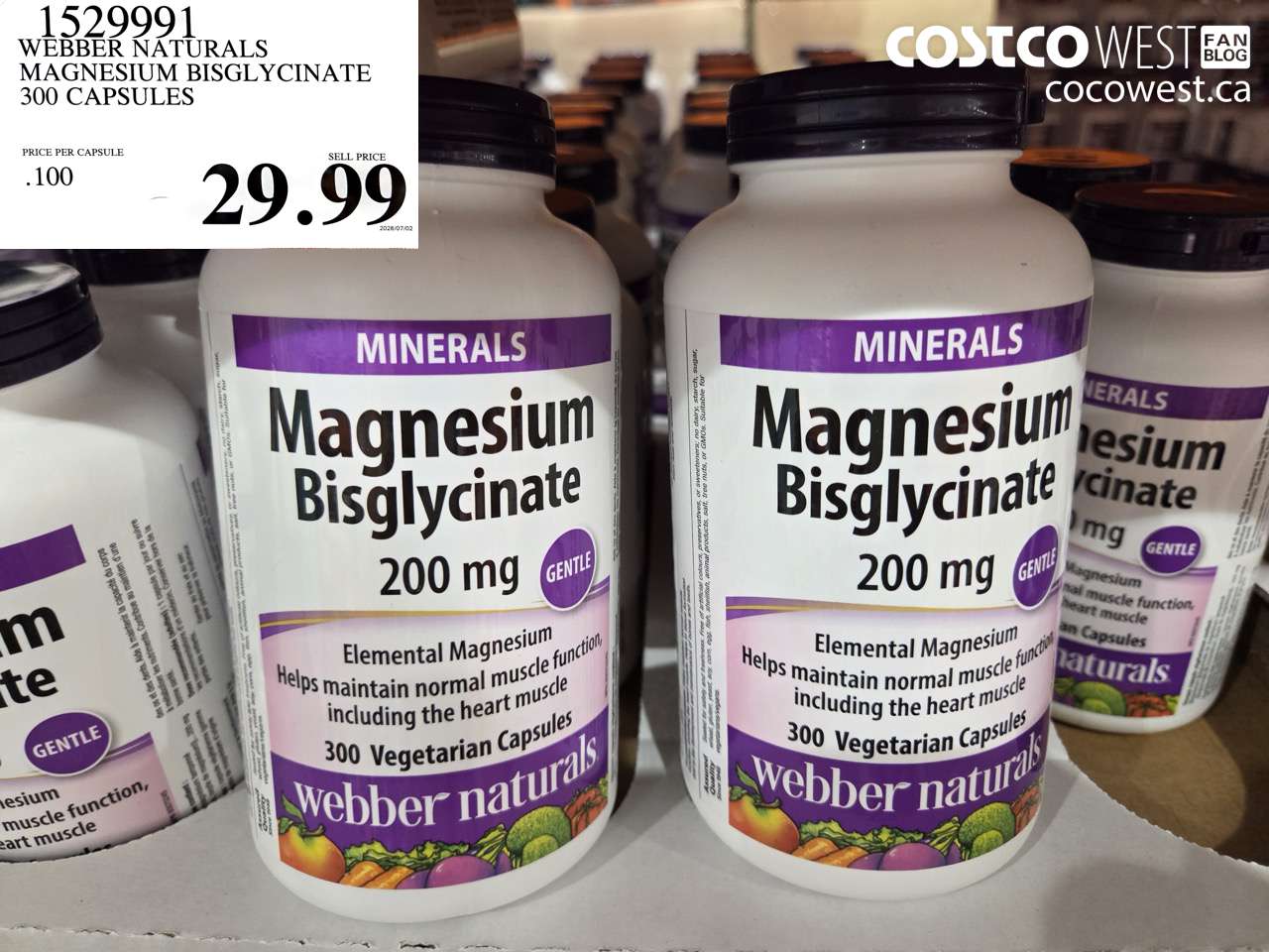 1529991 WEBBER NATURALS MAGNESIUM BISGLYCINATE 300 CAPSULES $29.99