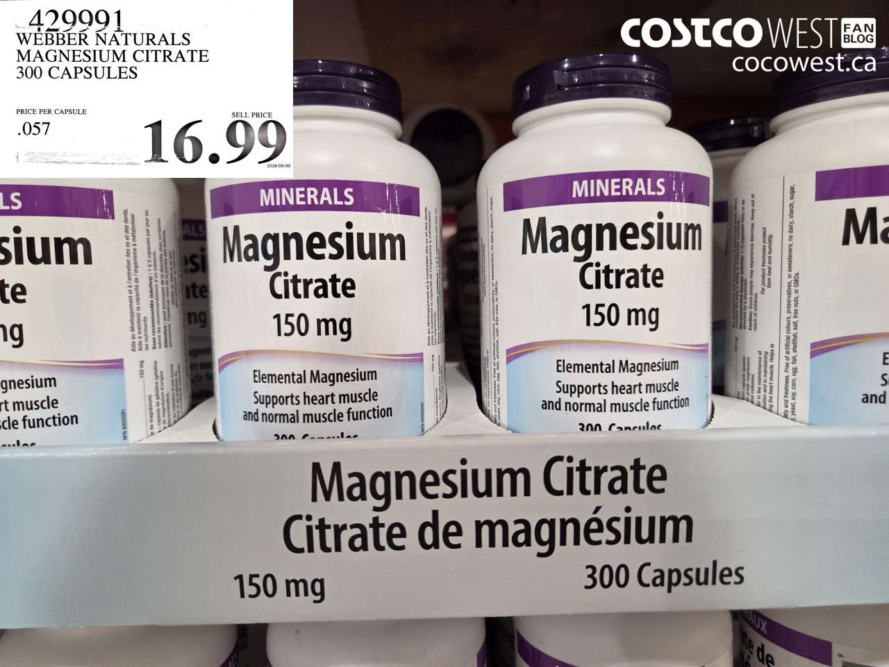 429991 WEBBER NATURALS MAGNESIUM CITRATE 300 CAPSULES $16.99