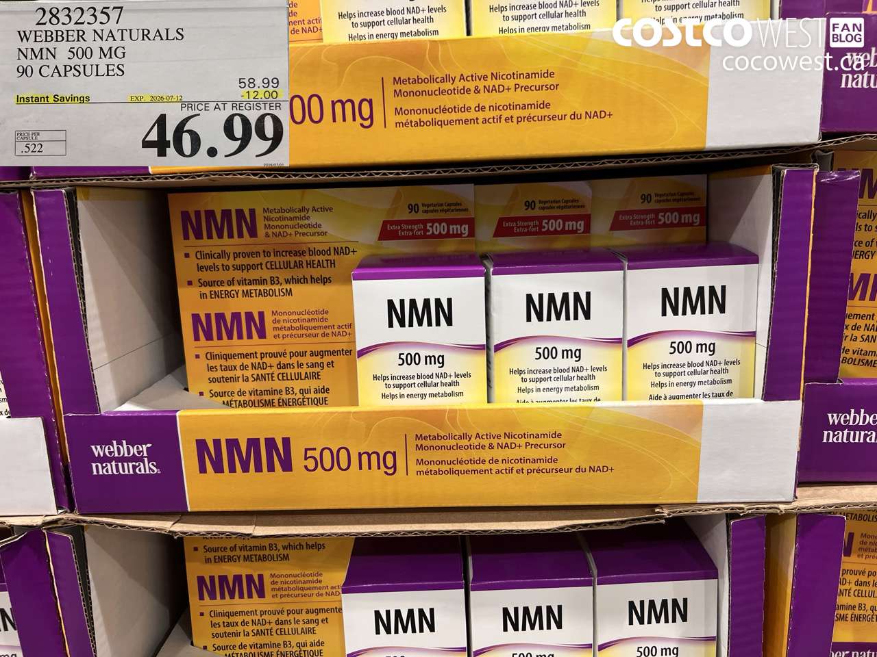 2832357 WEBBER NATURALS NMN 500 MG 90 CAPSULES ($12.00 INSTANT SAVINGS EXPIRES ON 2026-07-12) $46.99