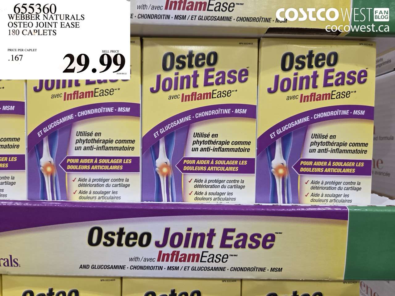 655360 WEBBER NATURALS OSTEO JOINT EASE 180 CAPLETS $29.99