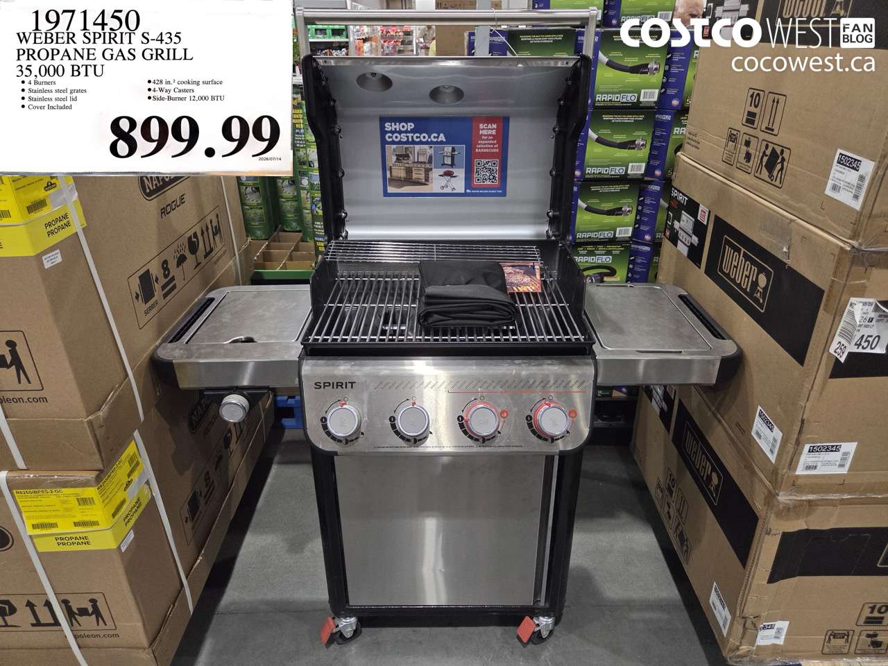 1971450 WEBER SPIRIT S-435 PROPANE GAS GRILL 35,000 BTU $899.99