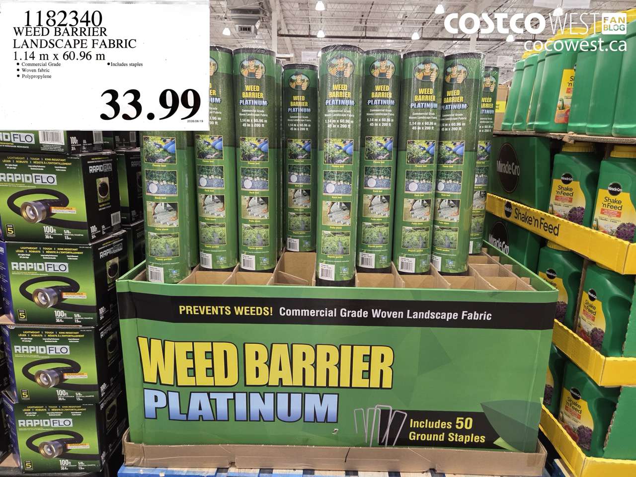 1182340 WEED BARRIER LANDSCAPE FABRIC 1.14 M X 60.96 M $33.99