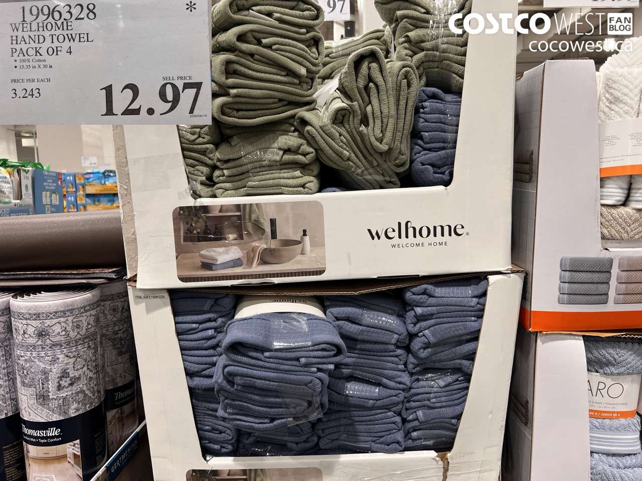 1996328 WELHOME HAND TOWEL PACK OF 4 $12.97
