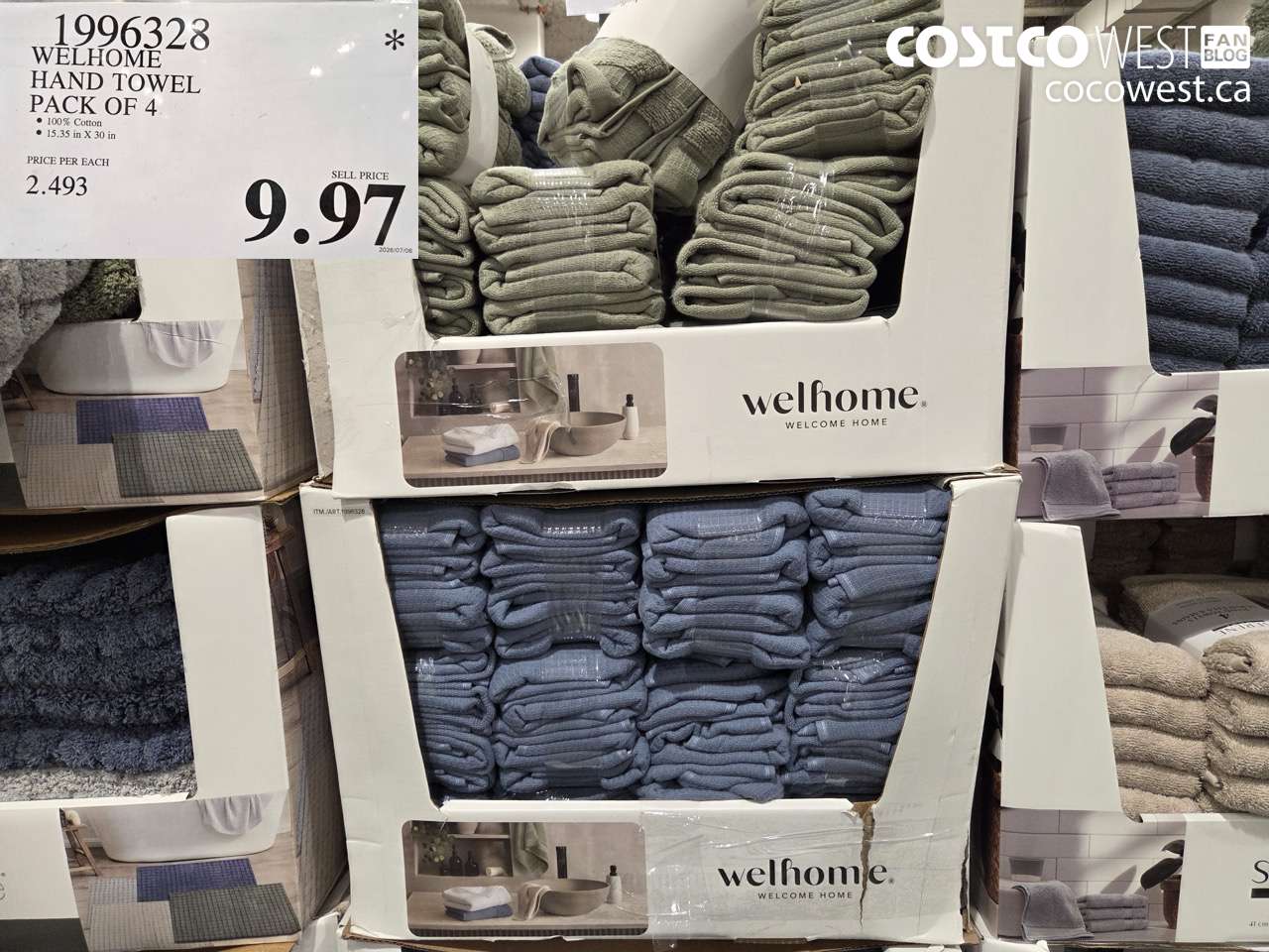 1996328 WELHOME HAND TOWEL PACK OF 4 $9.97