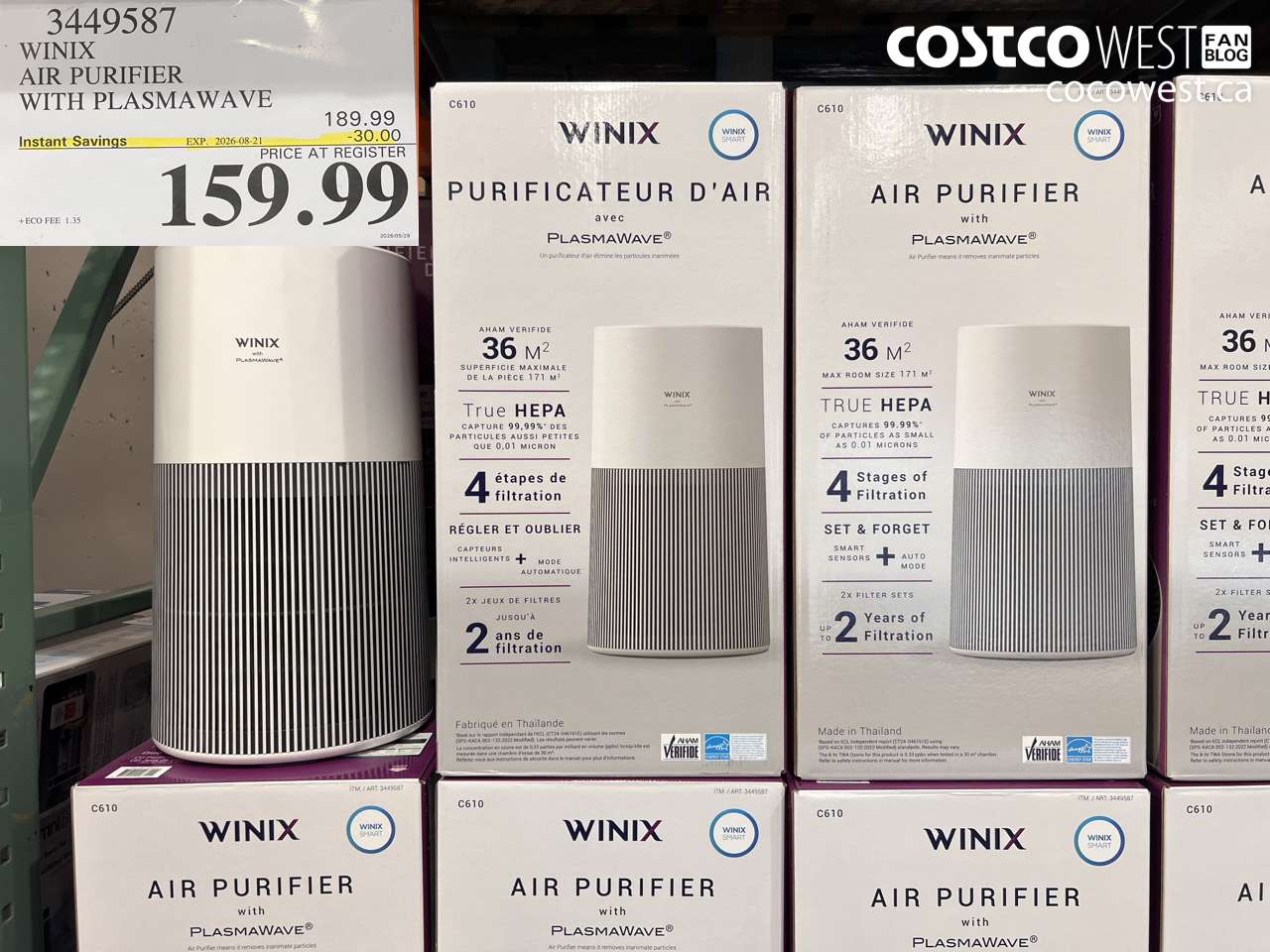 3449587 WINIX AIR PURIFIER WITH PLASMAWAVE ($30.00 INSTANT SAVINGS EXPIRES ON 2026-08-21) $159.99