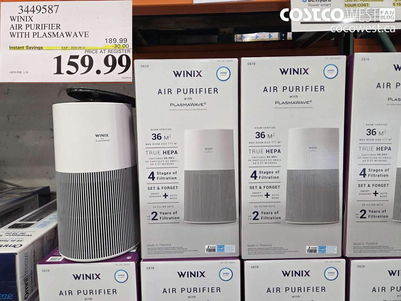 3449587 WINIX AIR PURIFIER WITH PLASMAWAVE ($30.00 INSTANT SAVINGS EXPIRES ON 2026-08-21) $159.99