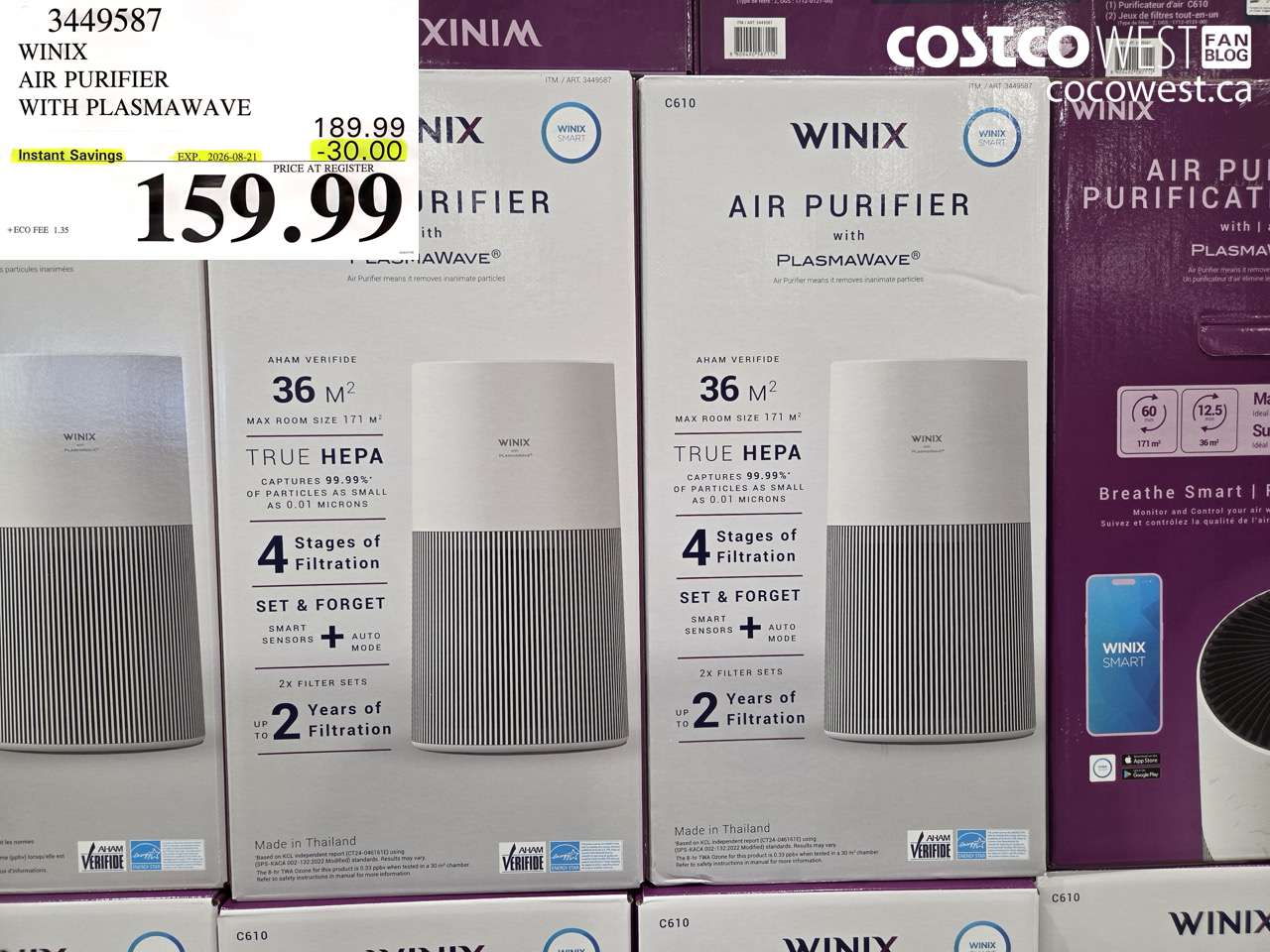 3449587 WINIX AIR PURIFIER WITH PLASMAWAVE ($30.00 INSTANT SAVINGS EXPIRES ON 2026-08-21) $159.99