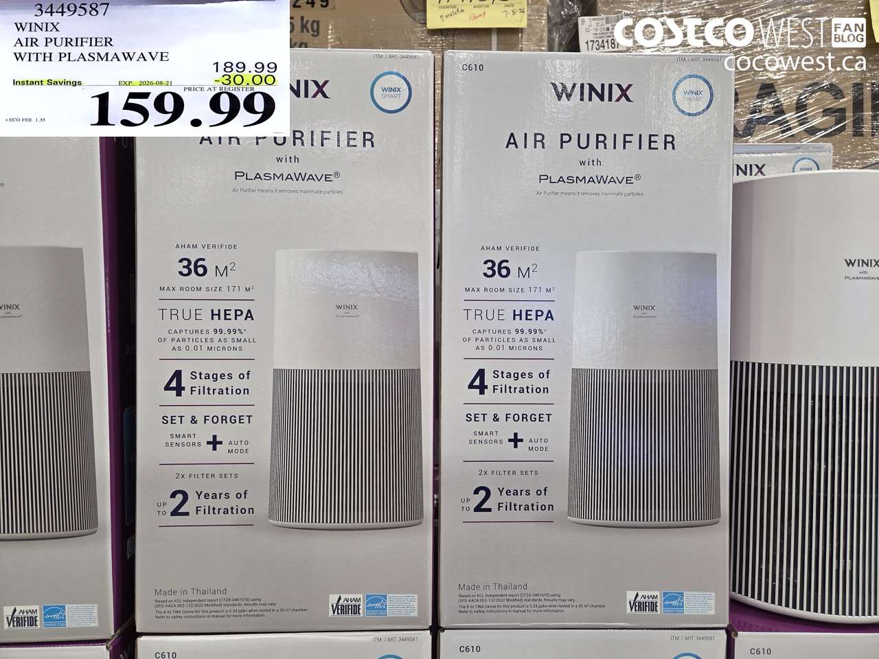 3449587 WINIX AIR PURIFIER WITH PLASMAWAVE ($30.00 INSTANT SAVINGS EXPIRES ON 2026-08-21) $159.99