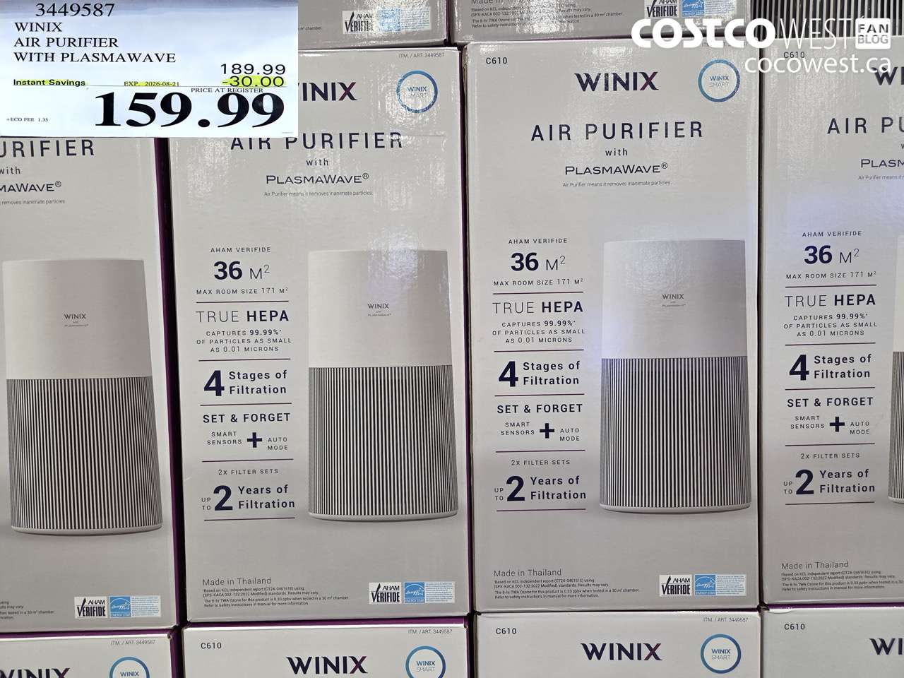 3449587 WINIX AIR PURIFIER WITH PLASMAWAVE ($30.00 INSTANT SAVINGS EXPIRES ON 2026-08-21) $159.99