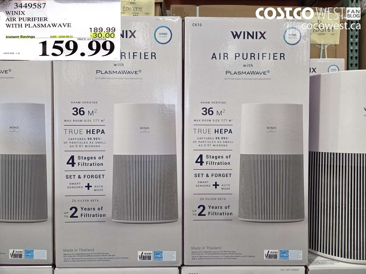 3449587 WINIX AIR PURIFIER WITH PLASMAWAVE ($30.00 INSTANT SAVINGS EXPIRES ON 2026-08-21) $159.99