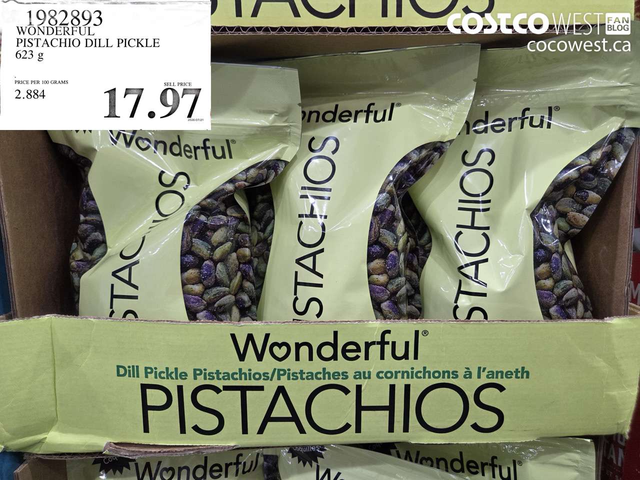 1982893 WONDERFUL PISTACHIO DILL PICKLE 623 G $17.97