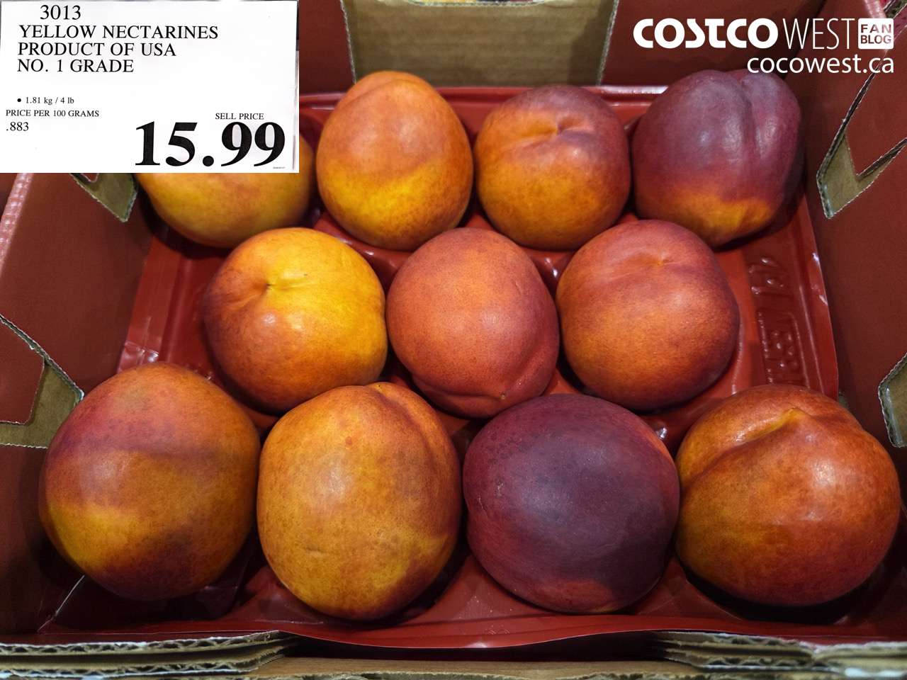 3013 YELLOW NECTARINES PRODUCT OF USA NO. 1 GRADE $15.99