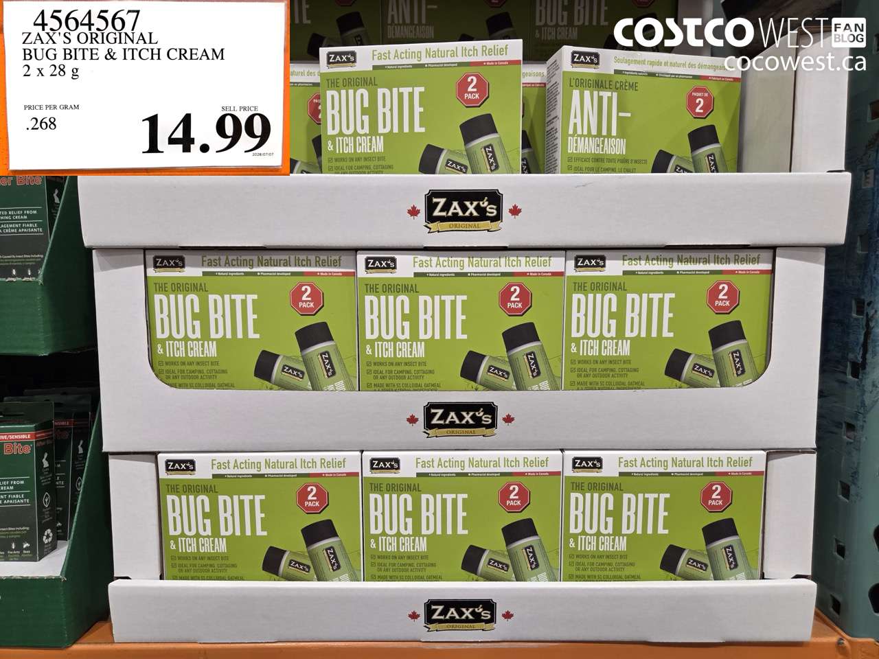 4564567 ZAX'S ORIGINAL BUG BITE & ITCH CREAM 2 X 28 G $14.99