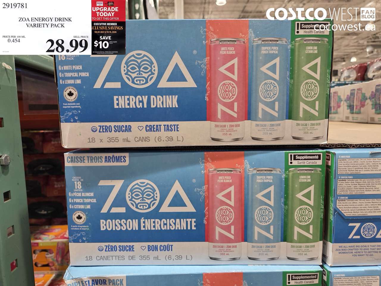 2919781 ZOA ENERGY DRINK VARIETY PACK ($10.00 INSTANT SAVINGS EXPIRES ON 2026-07-19) $18.99
