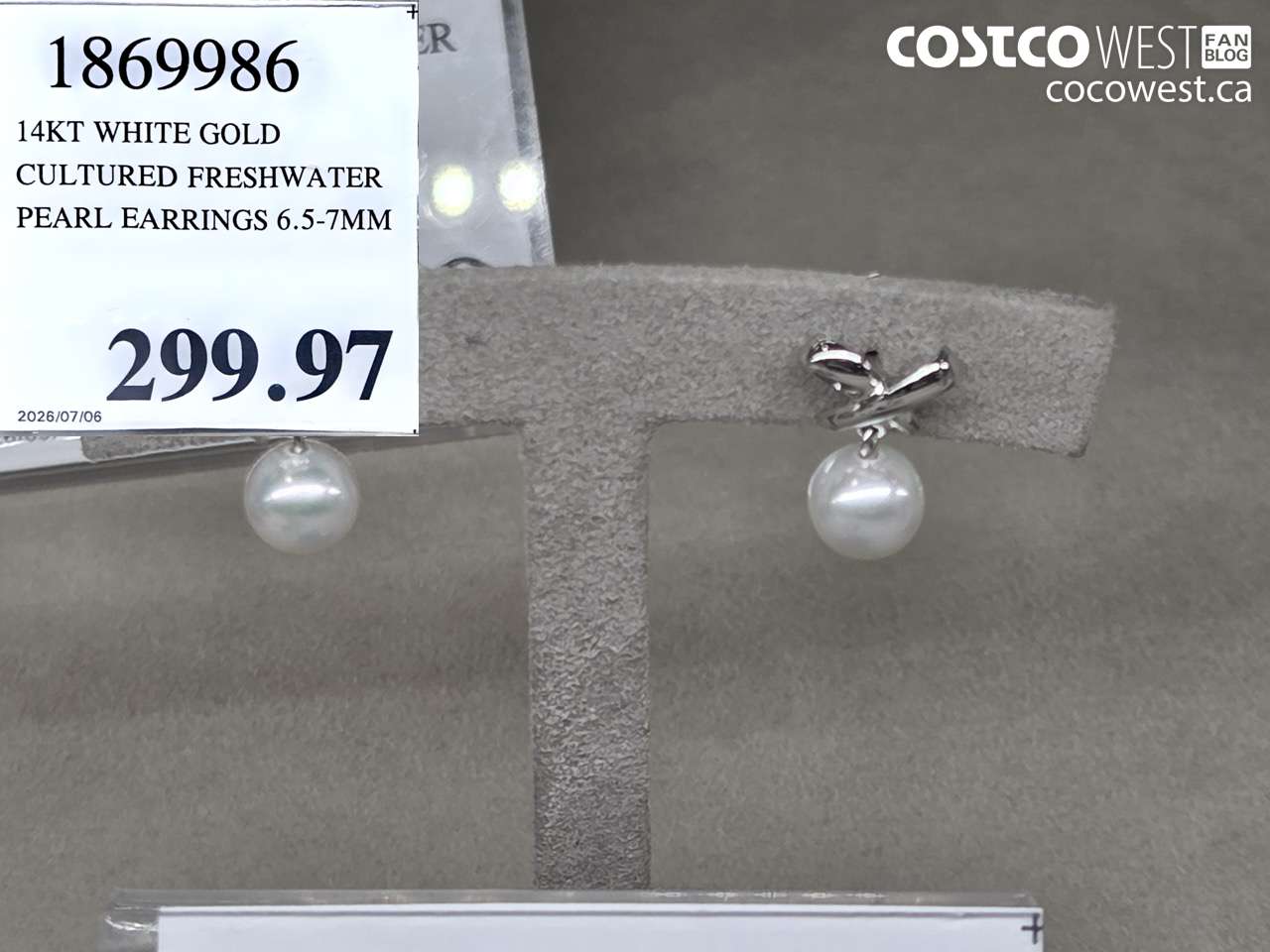 1869986 14KT WHITE GOLD CULTURED FRESHWATER PEARL EARRINGS 6.5-7MM $299.97