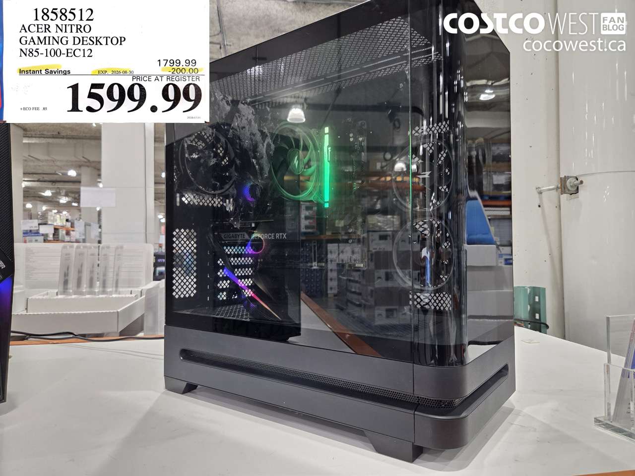 1858512 ACER NITRO GAMING DESKTOP N85-100-EC12 ($200.00 INSTANT SAVINGS EXPIRES ON 2026-08-30) $1599.99