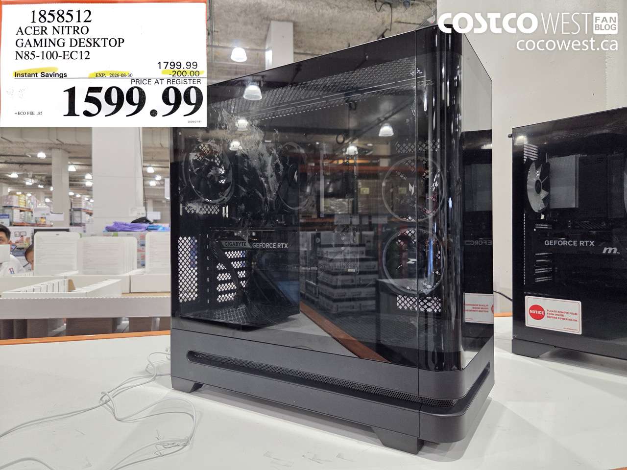 1858512 ACER NITRO GAMING DESKTOP N85-100-EC12 ($200.00 INSTANT SAVINGS EXPIRES ON 2026-08-30) $1599.99