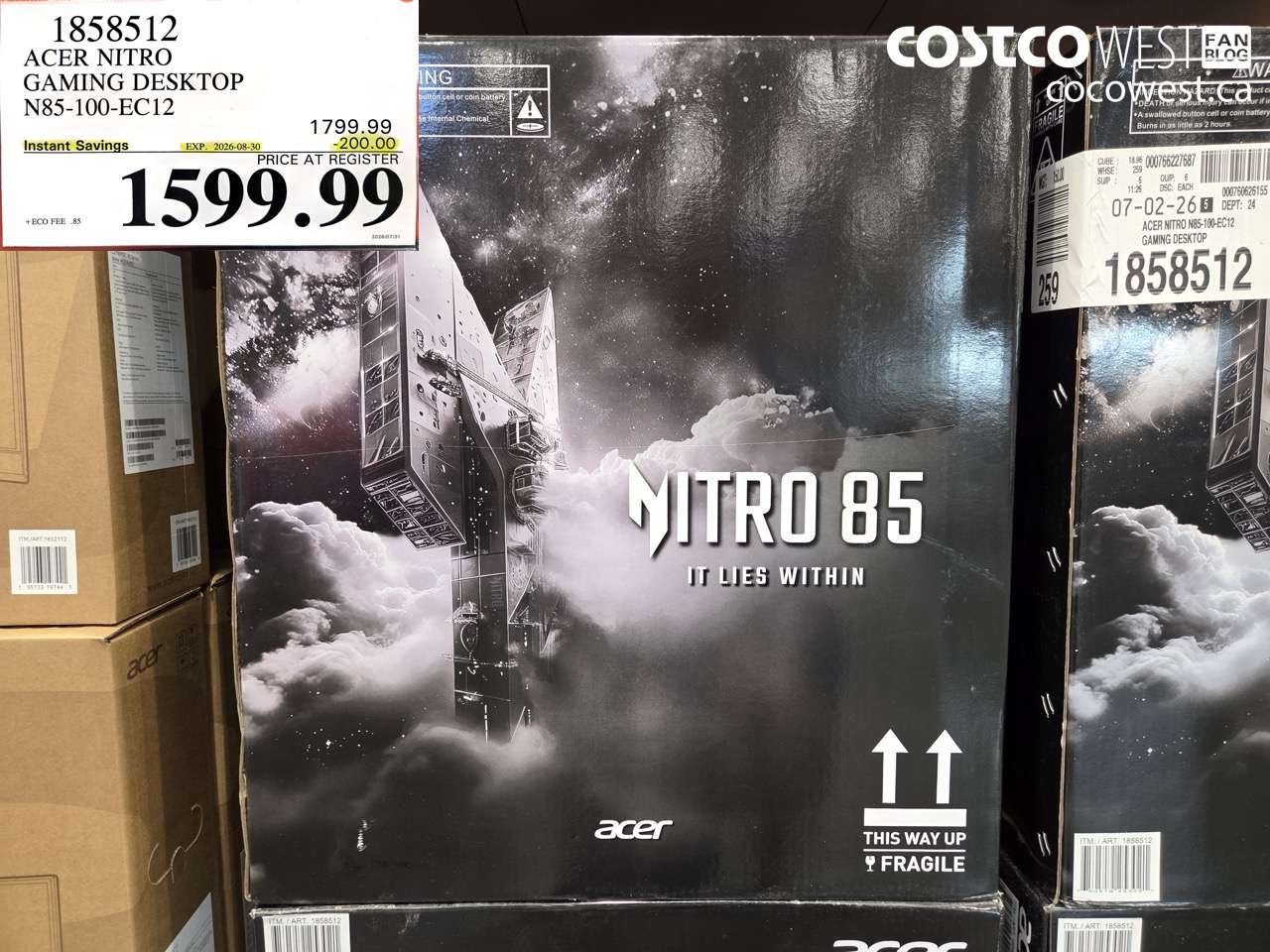 1858512 ACER NITRO GAMING DESKTOP N85-100-EC12 ($200.00 INSTANT SAVINGS EXPIRES ON 2026-08-30) $1599.99