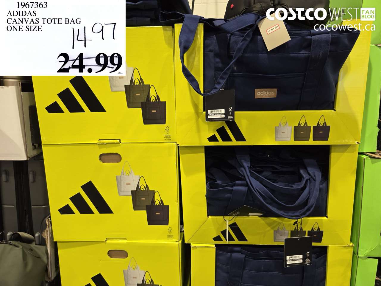 1967363 ADIDAS CANVAS TOTE BAG ONE SIZE $14.97