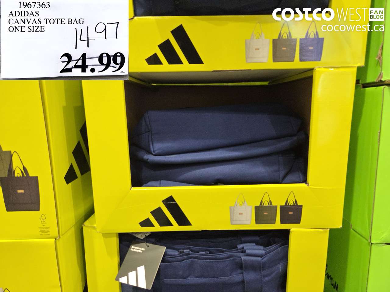 1967363 ADIDAS CANVAS TOTE BAG ONE SIZE $14.97