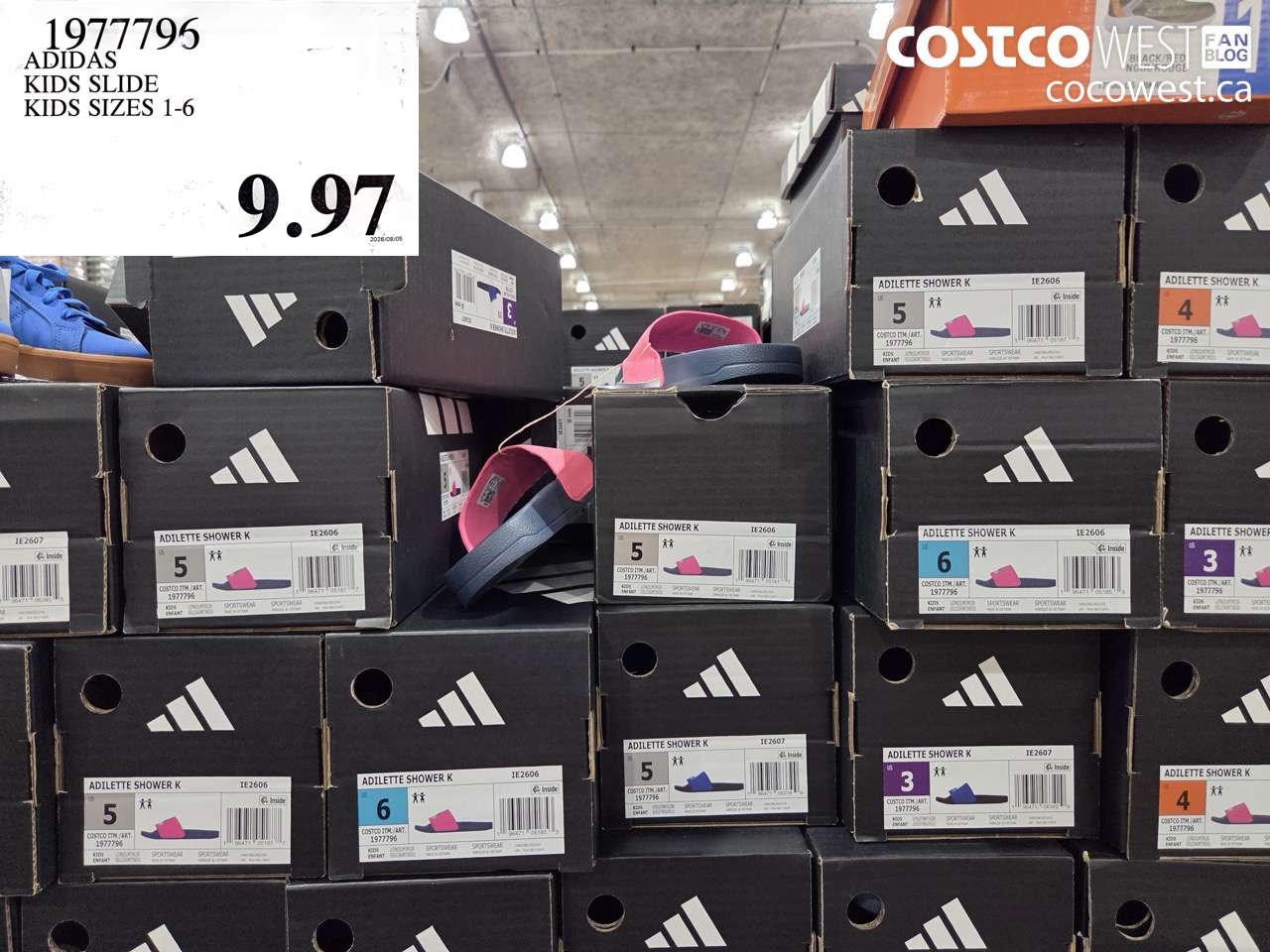 1977795 ADIDAS KIDS SLIDE KIDS SIZES 1-6 $9.97