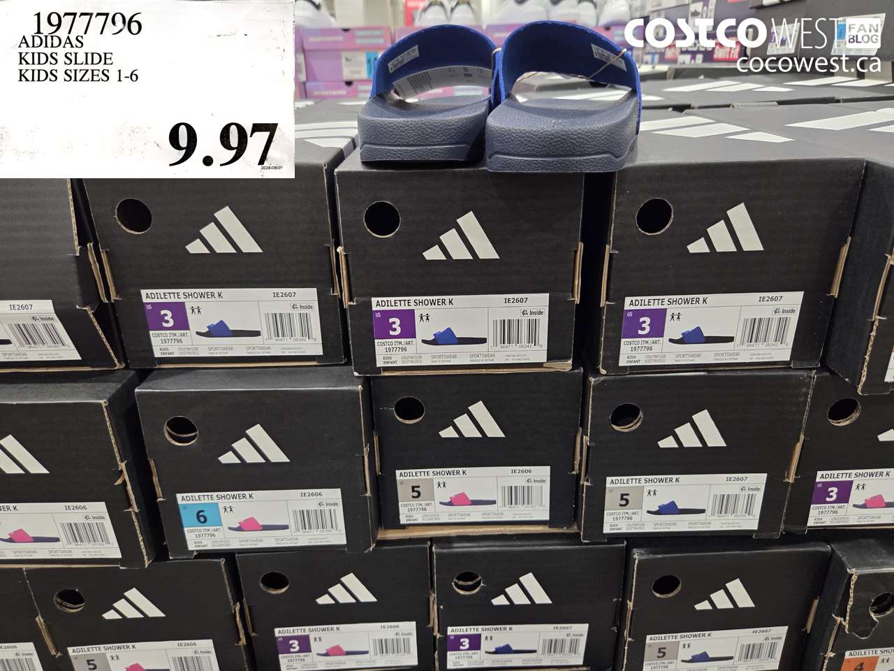 1977796 ADIDAS KIDS SLIDE KIDS SIZES 1-6 $9.97