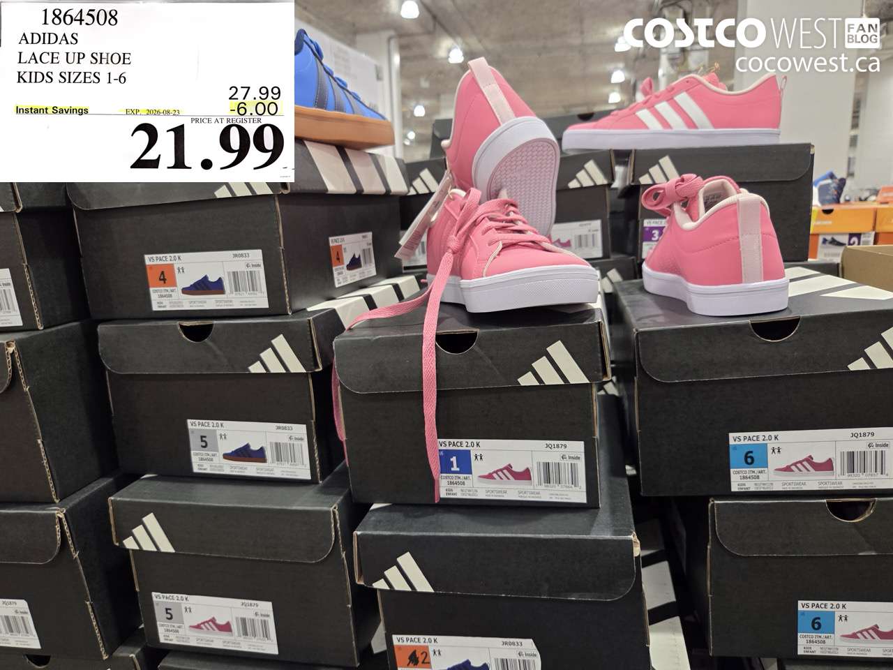 1864508 ADIDAS LACE UP SHOE KIDS SIZES 1-6 ($6.00 INSTANT SAVINGS EXPIRES ON 2026-08-23) $21.99