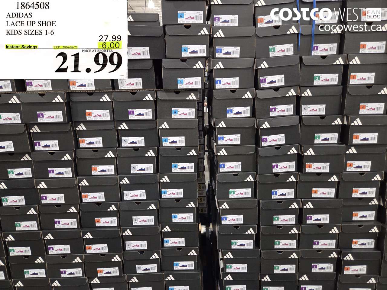 1864508 ADIDAS LACE UP SHOE KIDS SIZES 1-6 ($6.00 INSTANT SAVINGS EXPIRES ON 2026-08-23) $21.99