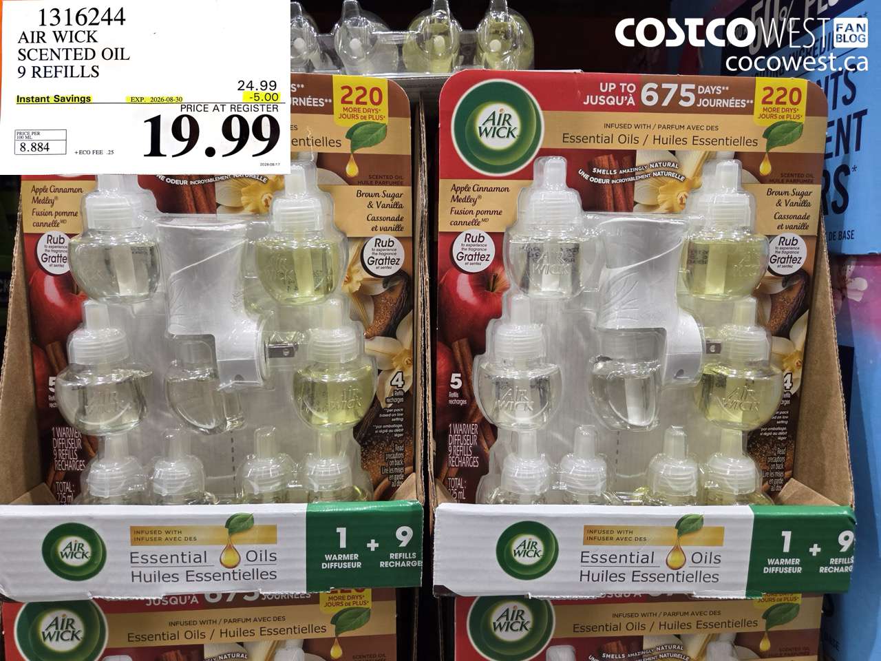 1316244 AIR WICK SCENTED OIL 9 REFILLS ($5.00 INSTANT SAVINGS EXPIRES ON 2026-08-30) $19.99