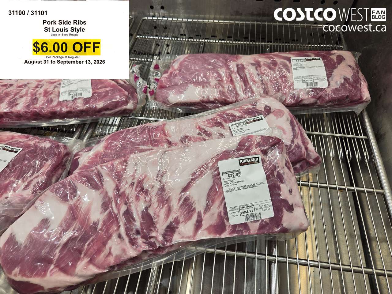 31100 (ALSO 31101) PORK SIDE RIBS ST LOUIS STYLE ($6.00 INSTANT SAVINGS EXPIRES ON 2026-09-13)