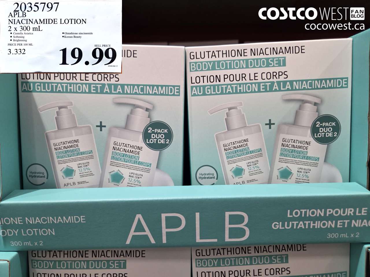 2035797 APLB NIACINAMIDE LOTION 2 X 300 ML $19.99