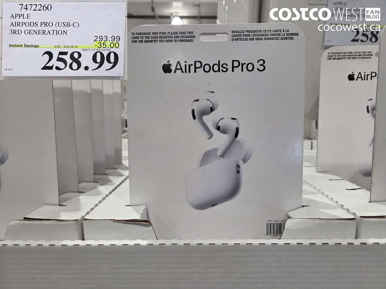 7472260 APPLE AIRPODS PRO (USB-C) 3RD GENERATION ($35.00 INSTANT SAVINGS EXPIRES ON 2026-08-30) $258.99