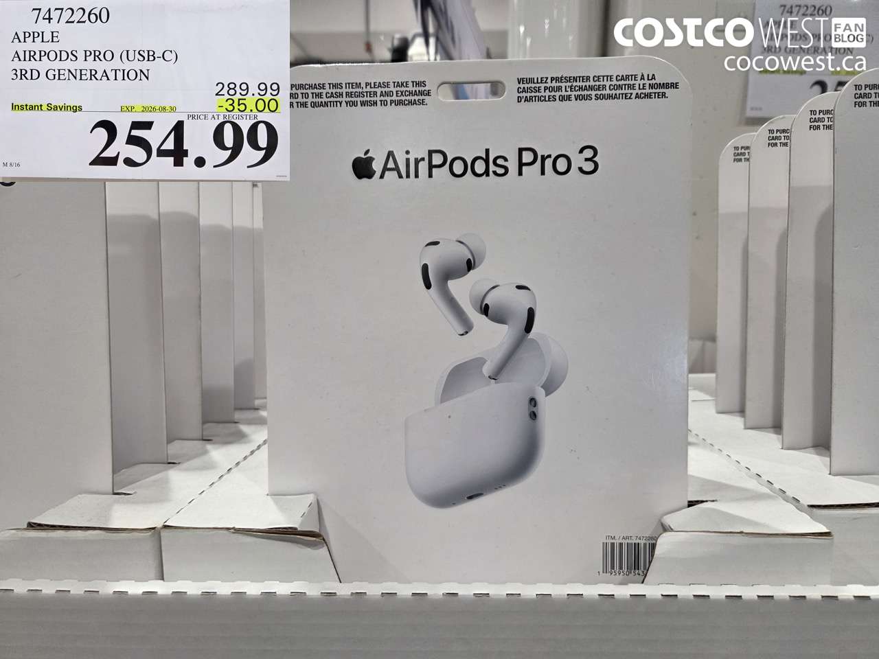 7472260 APPLE AIRPODS PRO (USB-C) 3RD GENERATION ($35.00 INSTANT SAVINGS EXPIRES ON 2026-08-30) $254.99