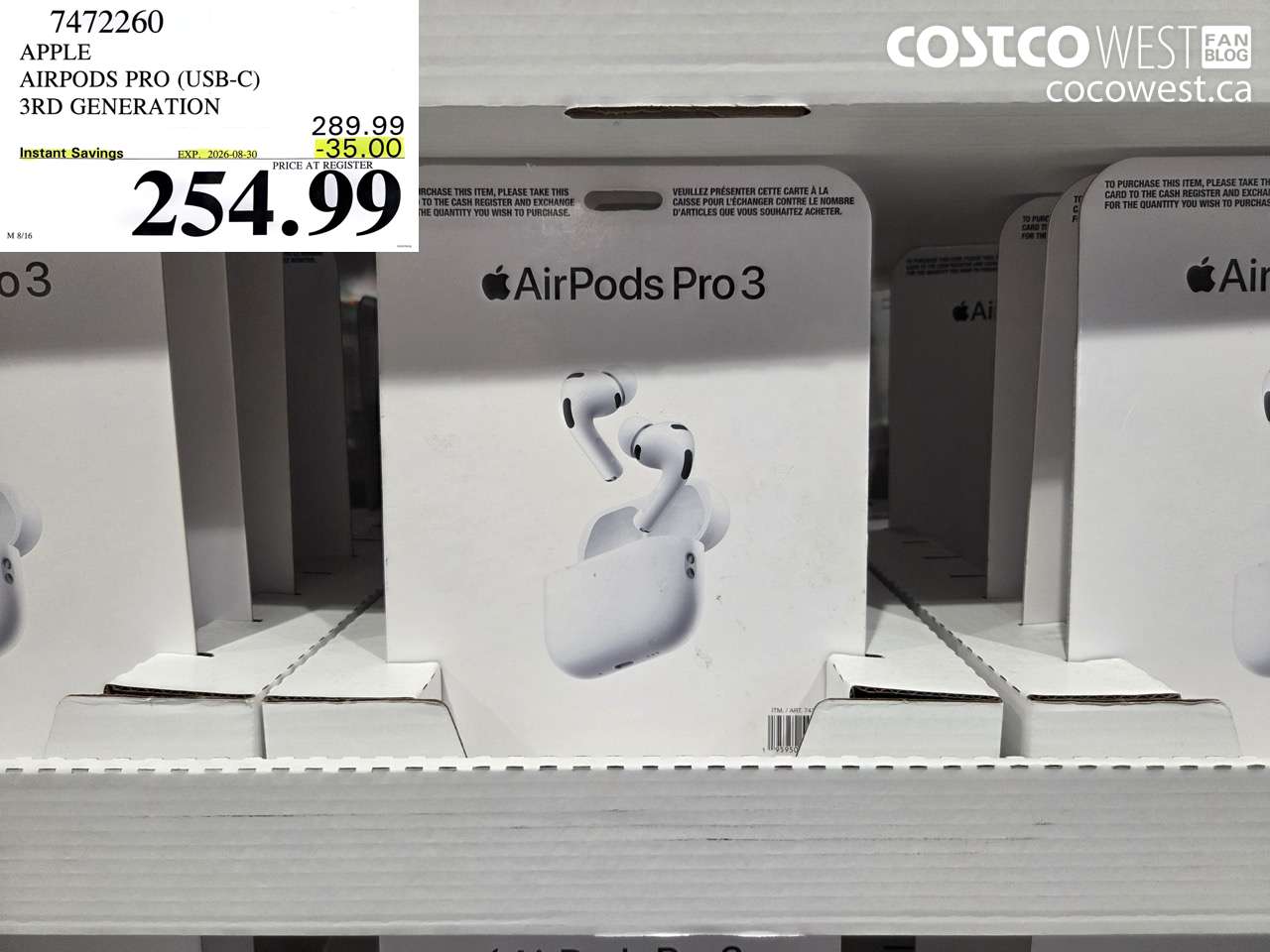 7472260 APPLE AIRPODS PRO (USB-C) 3RD GENERATION ($35.00 INSTANT SAVINGS EXPIRES ON 2026-08-30) $254.99