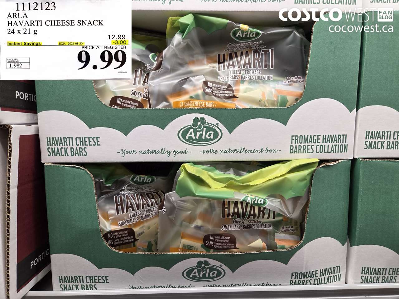 1112123 ARLA HAVARTI CHEESE SNACK 24 X 21 G ($3.00 INSTANT SAVINGS EXPIRES ON 2026-08-30) $9.99